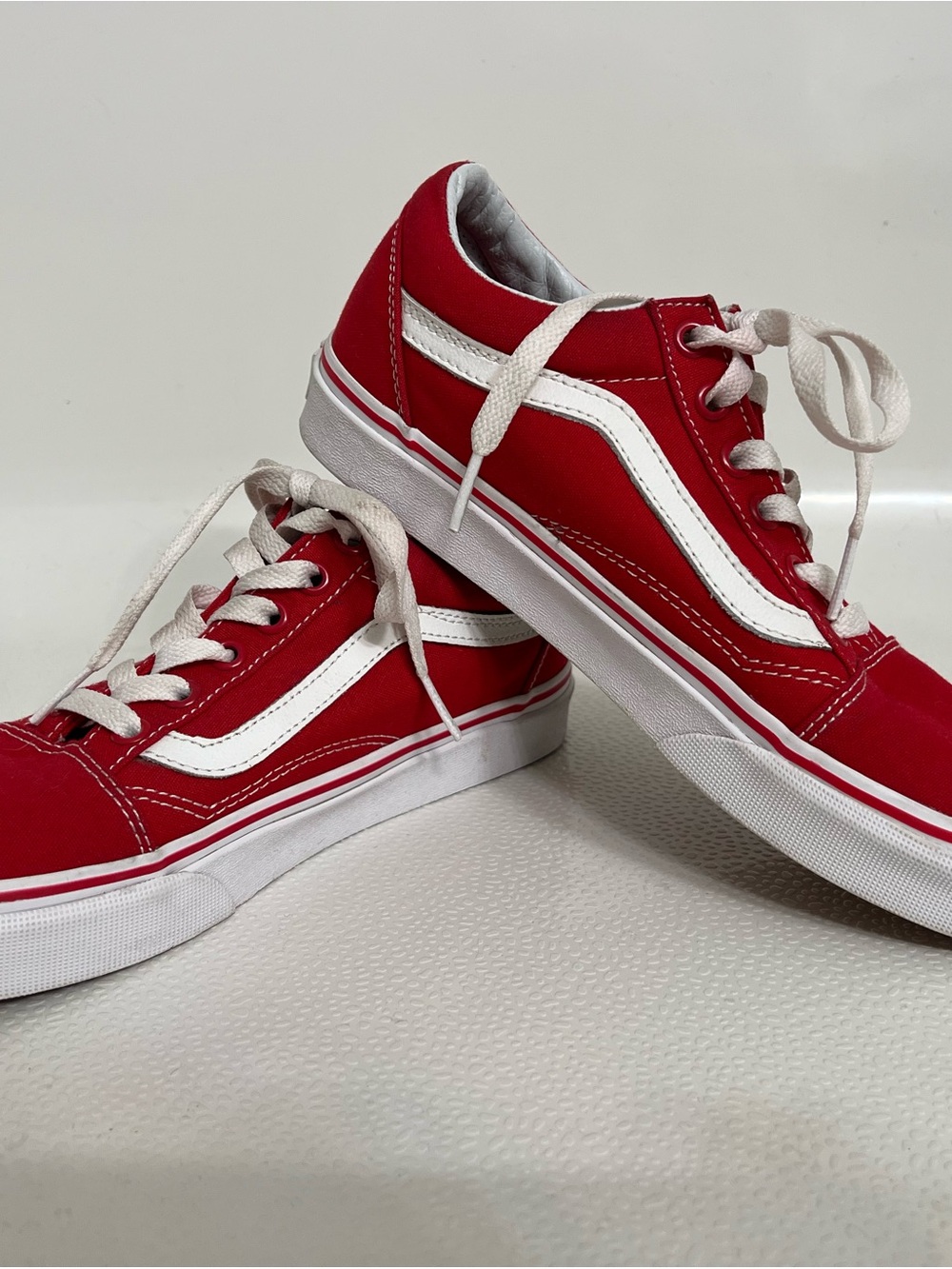 Vans Red Low-Top Sneakers with White Stripe